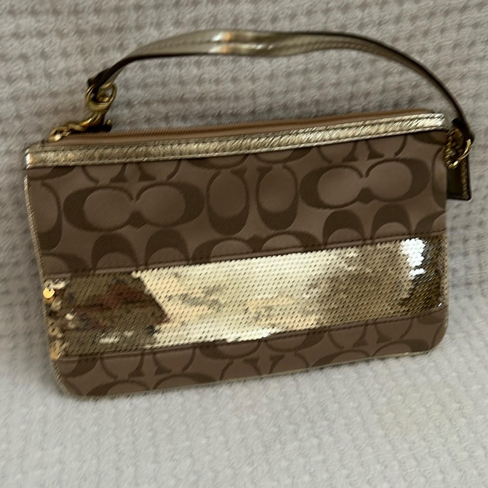 Coach gold small wristlet